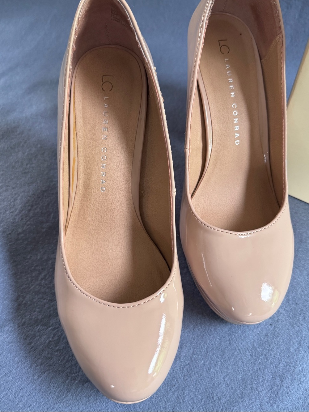 LC Lauren Conrad Blush Patent Platform Pumps - Nude Pink Shine